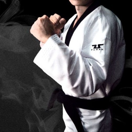 Seragam Taekwondo TUSAH DOBOK Taekwondo black V neck kerah hitam