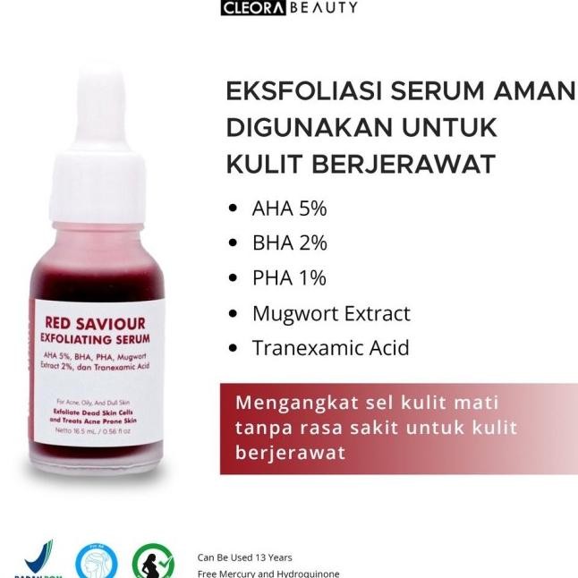 Bpom Cleora Red Savior Exfoliating Serum Eksfoliasi Exfo Exfoliating