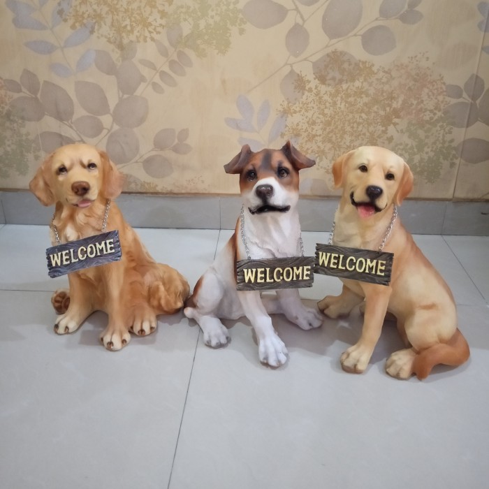 Patung Pajangan Anjing Welcome