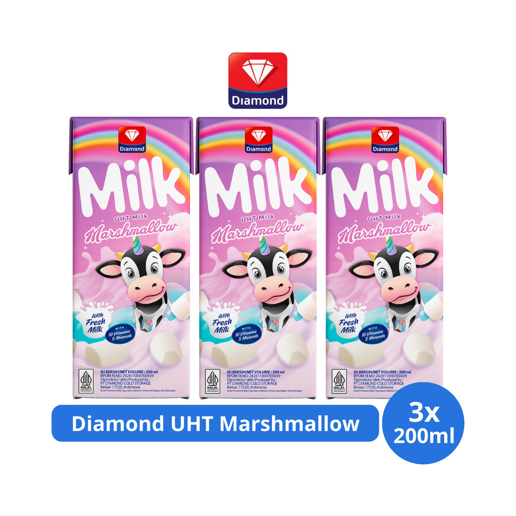 

Diamond Milk Susu UHT Marshmallow 200ml x 3 pcs