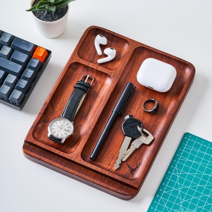 

Skandif Catchall Tray Premium Teak Wood Desk Organizer Kayu Jati (RE)