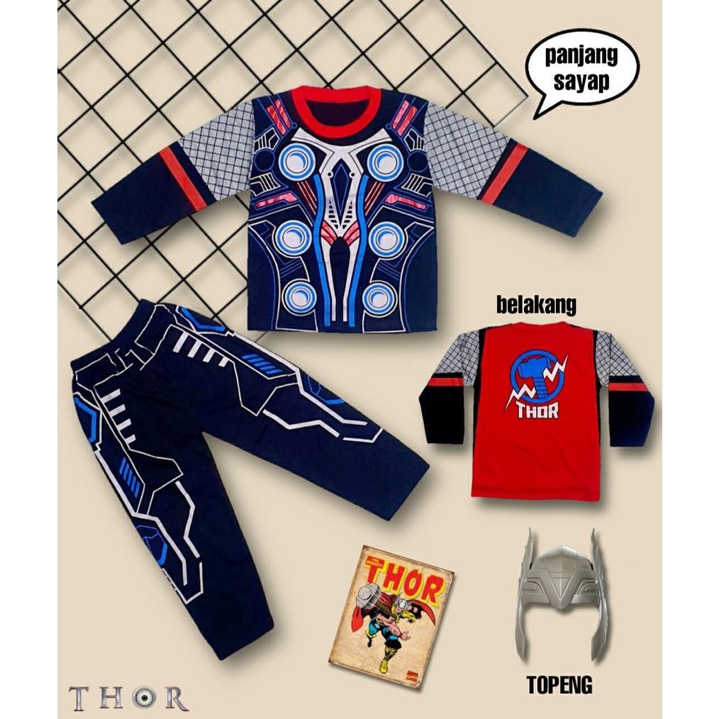CR - KOSTUM BAJU ANAK THOR FREE TOPENG UNTUK ANAK 1-10 TAHUN TERLARIS