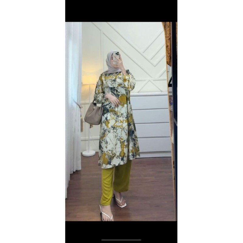 Dress Sexy SETELAN CELANA ONE SET WANITA MUSLIM NADHIRA LONG TUNIK DRESS SHAKILA