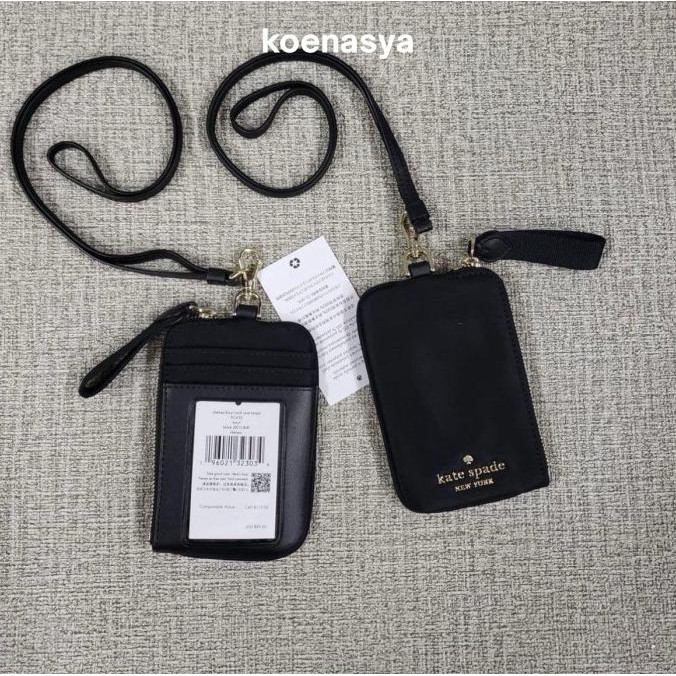 

katespadeoriginal chelsea nylon id lanyard black new