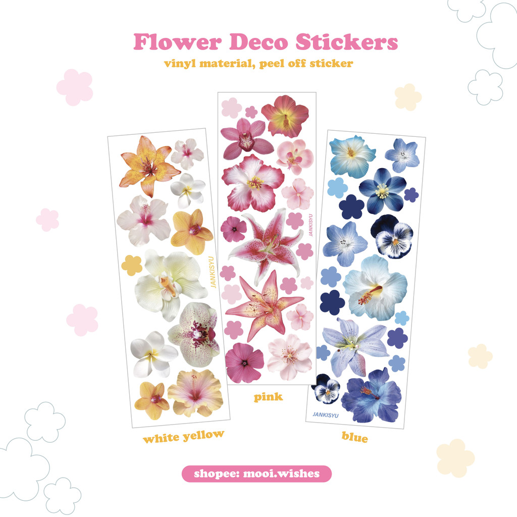

Flower Summer Bunga Sticker Sheet Deco Phone Laptop Journaling Penpal Aesthetic Murah