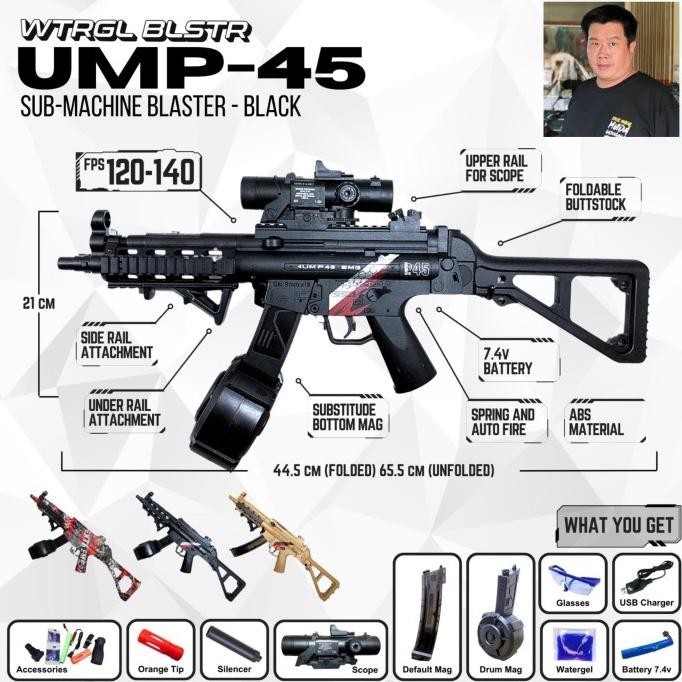 Tersedia Barang Terlaris Water Gel Blaster Elektrik Automatik Ump45 High Speed