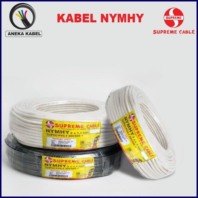 Kabel NYMHY 2x1.5mm / Kabel NYMHY 2x1.5 3x1.5 Putih Hitam Per Roll mm