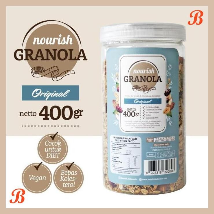 

| NN | NOURISH GRANOLA ORGINAL (BEBAS KOLESTEROL, TINGGI SERAT, VEGAN)