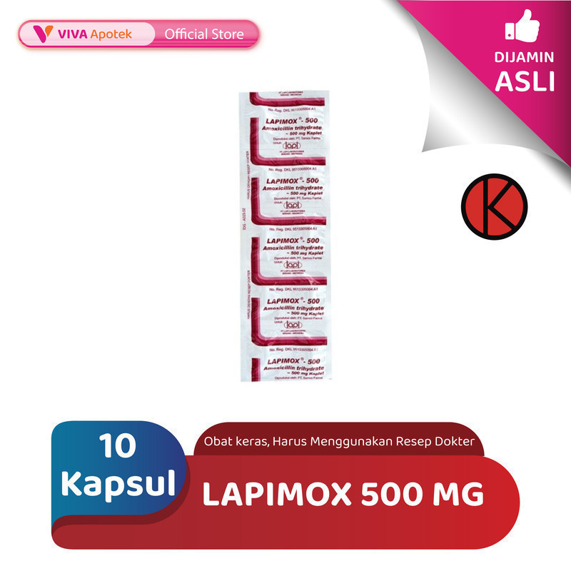 Lapimox 500 mg / Amoxicillin 500 mg / Infeksi (10 Kapsul)