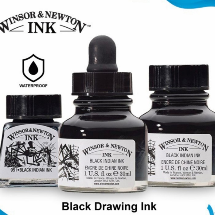 

WINSOR & NEWTON BLACK INDIAN INK TINTA CINA KALIGRAFI INDIA