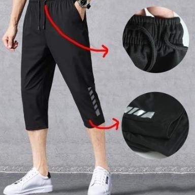 Celana Dek Pria Lutut 3/4 Gowes Sepeda Santai Gym Fitness Jumbo
