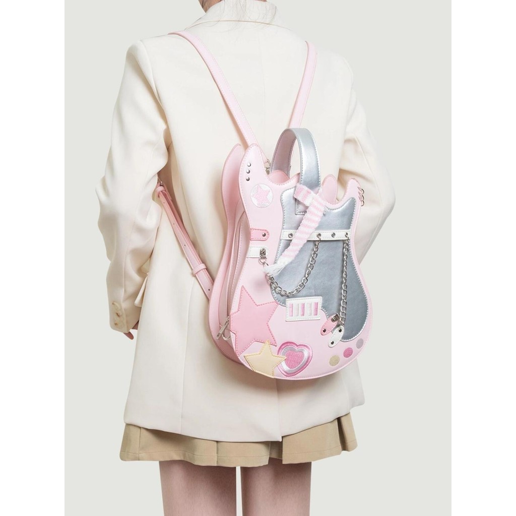 Tas ransel bergaya gitar unik Rock Hot Girl 2024 Tas warna kontras unik gaya baru tas selempang wani
