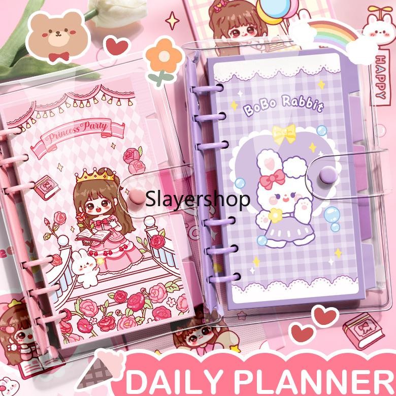 

Oz67 Buku binder A6 aesthetic Buku tulis karakter lucu Spiral notebook loose-leaf cute korea Buku catatan diary DIY Daily planner scrapbook jurnal motif kartun imut Sale