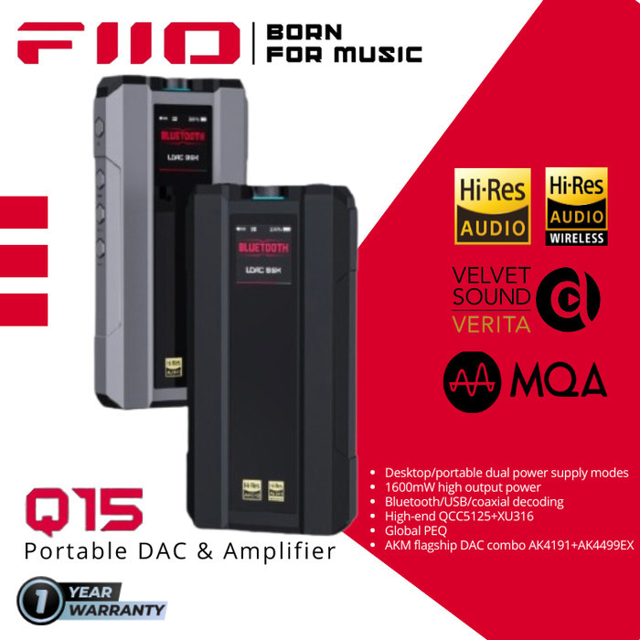 FiiO Q15 / Q-15 Hi-Fi Headphone Amplifier Player MQA Decoder USB DAC