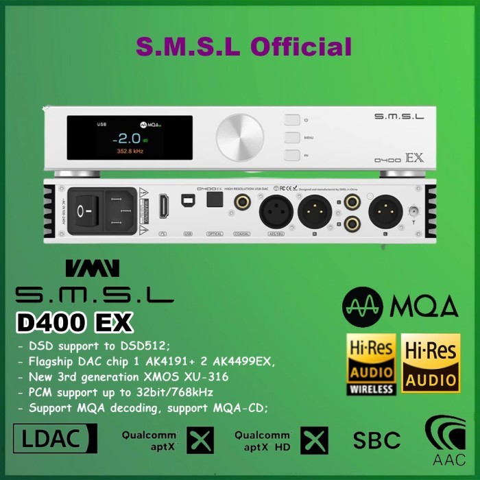 SMSL S.M.S.L D400 EX True Hi-Fi Flagship MQA Desktop DAC D400EX D 400