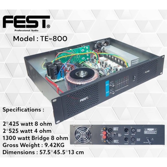POWER AMPLIFIER FEST TE800 TE 800 GARANSI ORIGINAL