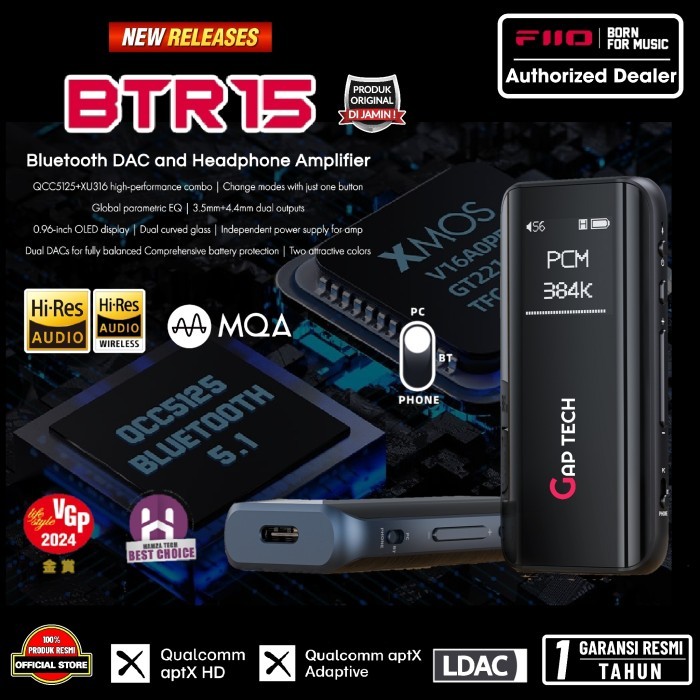 Fiio BTR15 / BTR 15Portable Bluetooth DAC Headphone Amplifier DAC AMP
