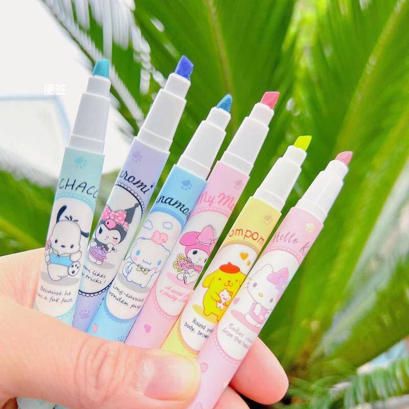 

MURAH HIGHLIGHTER STABILO 6IN1 SANRIO SPIDOL WARNA WARNI JURNAL DIARY PREMIUM