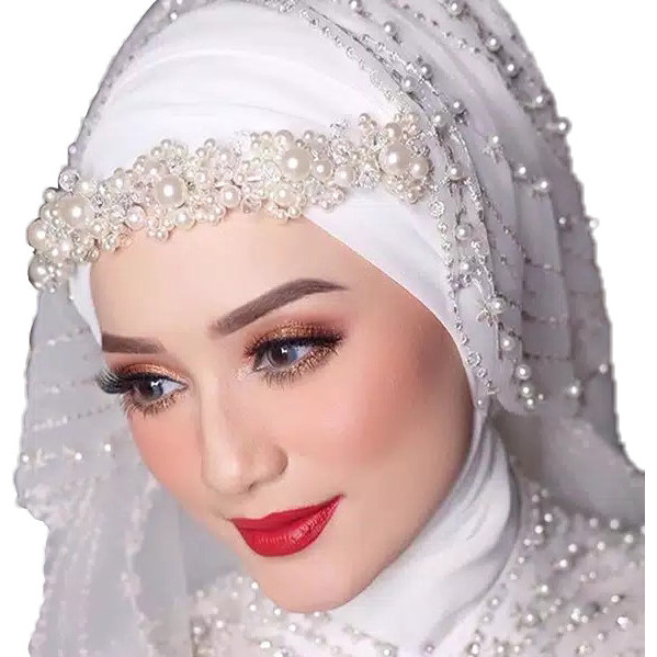 Mahkota - Headband Headpiece Aksesoris Hijab Pearl 02