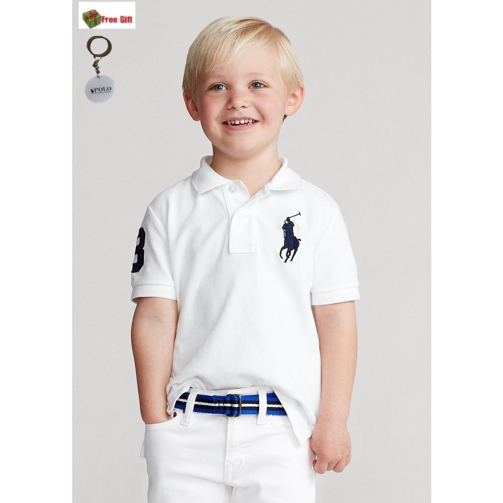 Merek Mewah Anak-anak Unisex Original_R L Seri permen warna-warni Musim panas luar ruangan 100%Kaos 