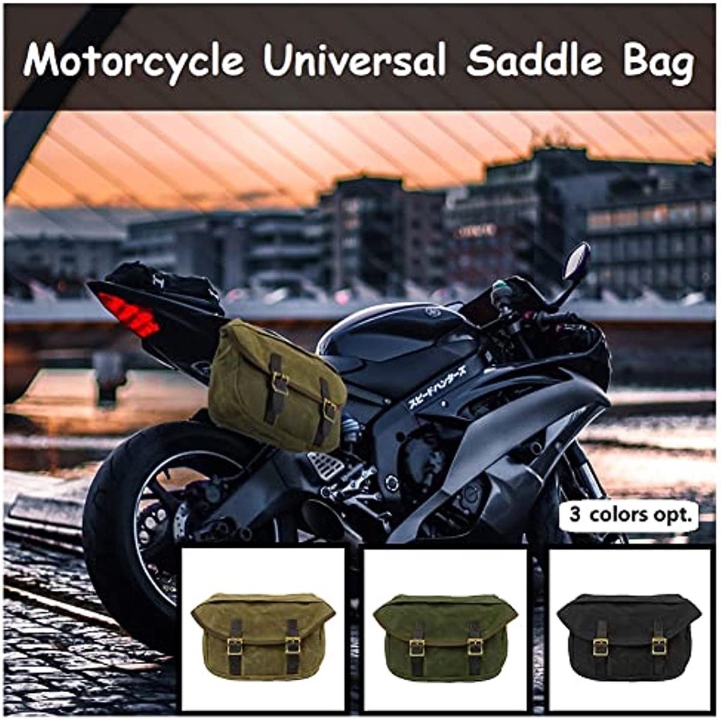 UltraSupplier Tas Samping Sepeda Motor Retro Tas Kanvas Tahan Air Universal Multifungsi Tas Travel T