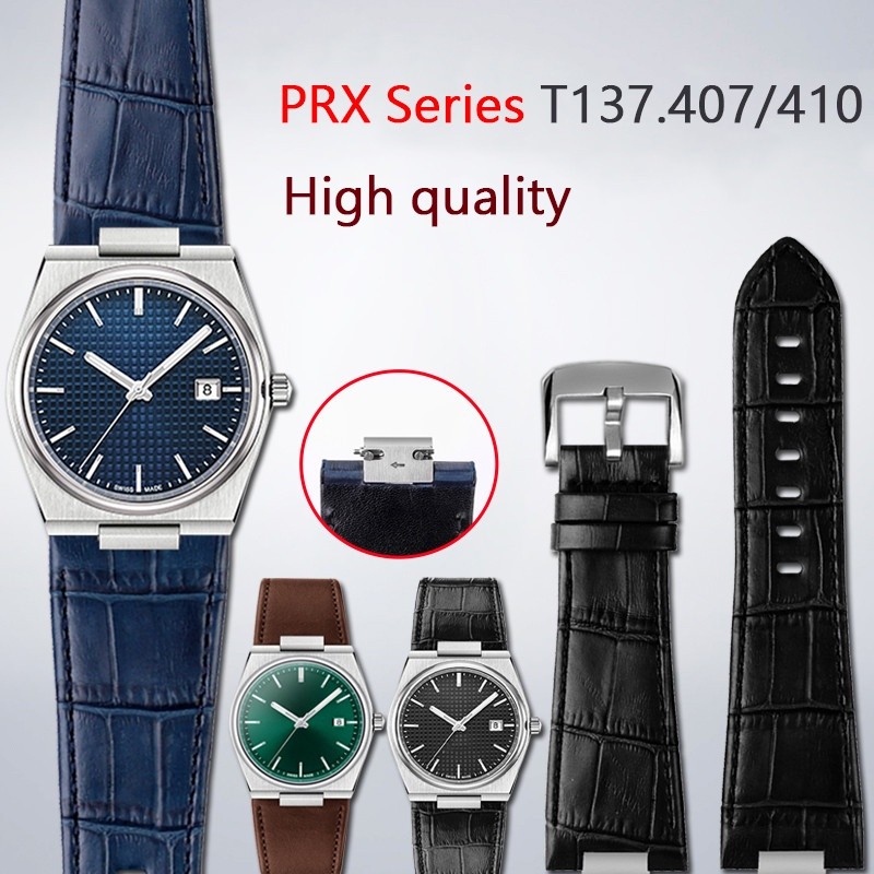 Tali Kulit Sapi Asli untuk Tissot PRX Seri T137.407/410 Suku Cadang Pengganti Tali Jam Tangan Fashio
