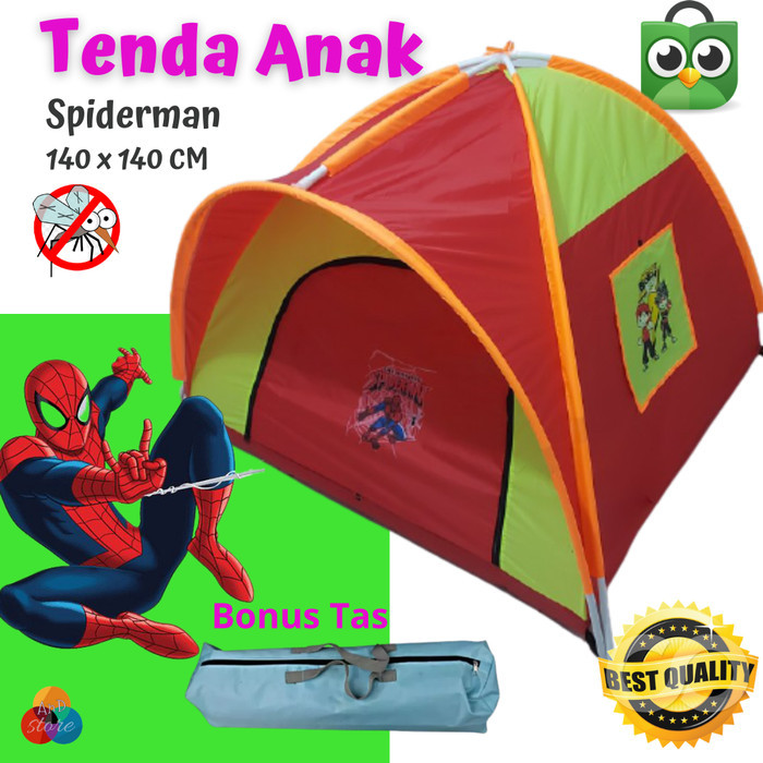 SALE Tenda Anak Karakter Spiderman Ukuran 140 x 140 cm Tenda Camping