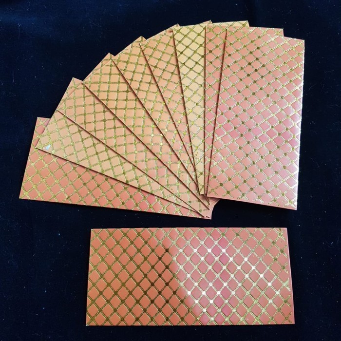 

{{{{}}] Envelopes For Money/Gift/Kherchi/Shagan/Angpao - Rust Gold Diagonal Design - Pack of 10 Pcs