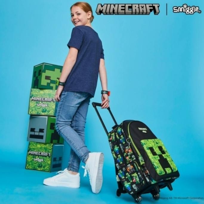 Smiggle Trolley Minecraft Backpack/Ori/Tas Koper Anak SD/Kado YN7