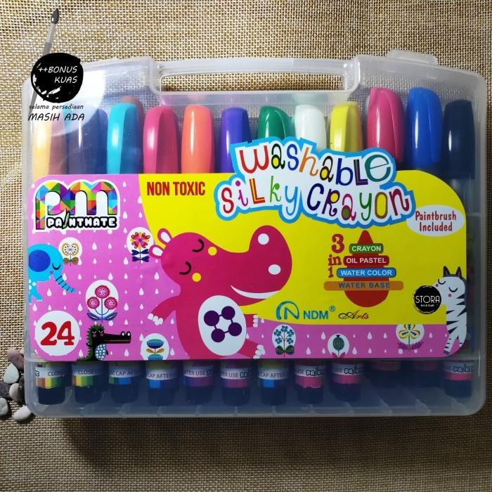 

NDM Washable Silky Crayon FULL set 24 / Paintmate Oil Pastel / Krayon