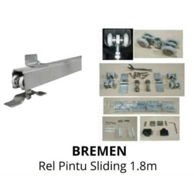 Rel Pintu Geser Sliding Bremen 1.8M Rail B3 1.8Meter Roda Sleding Lipat Kayu Aluminium Alumunium 1 8
