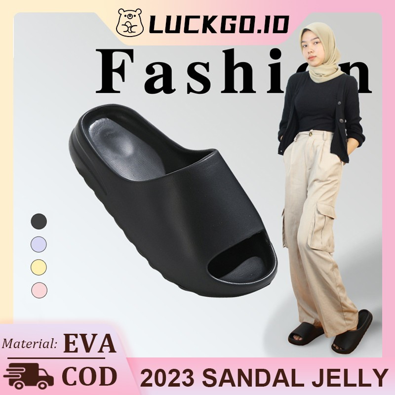 Wedges Wanita Terbaru Sandal slop wanita karet murah EVA slide 4.0cm Sandal jelly wanita terbaru