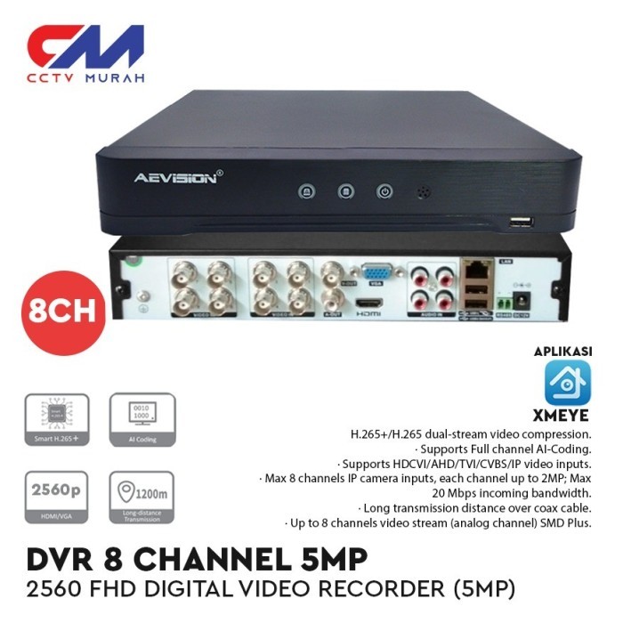 Promo Dvr Aevision 8Ch Hs-Bh3008Vh Xmeye 5Mp