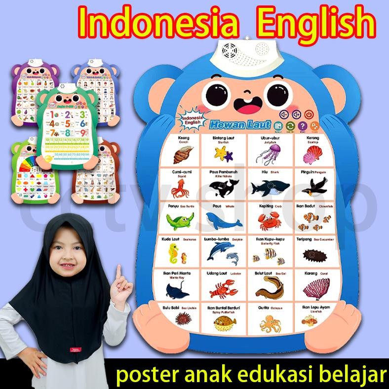 Baru POSTER BERSUARA  EDUKASI ANAK/bahasa lndonesia poster edukasi anak bersuara/abjad dan angka edu