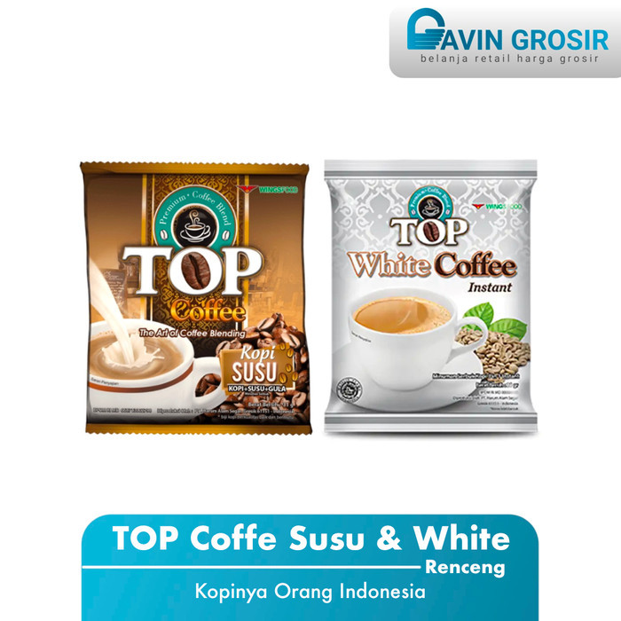 

Kopi Instan TOP Coffe Susu, TOP white, 1 Renceng 12 Sachet - TOP Coffe Susu