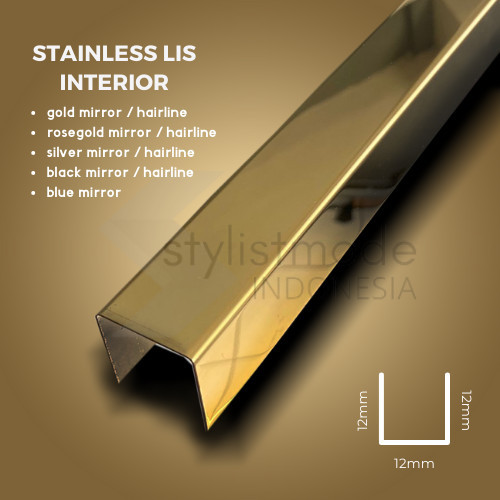 Terlaris Stainless Lis Interior Lis U Stainless 12 X 12 X 12Mm