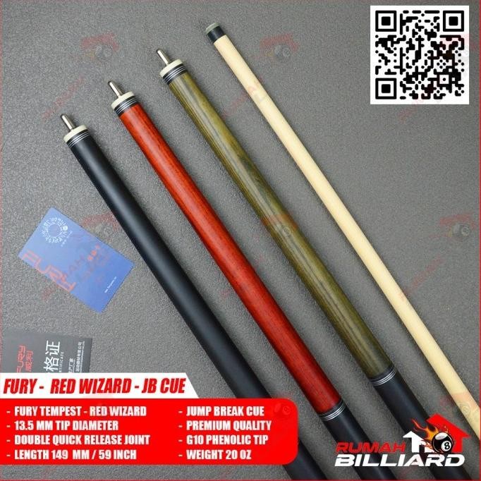 Promo Stick Billiard - Billiard Cue - Fury Red Wizard - Jump Break Cue