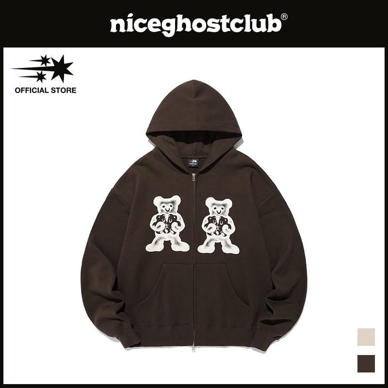 [niceghostclub] 3 Gummybear Spray Hoodie Zip Up_Unisex_Korean style |8X4KHdRS|