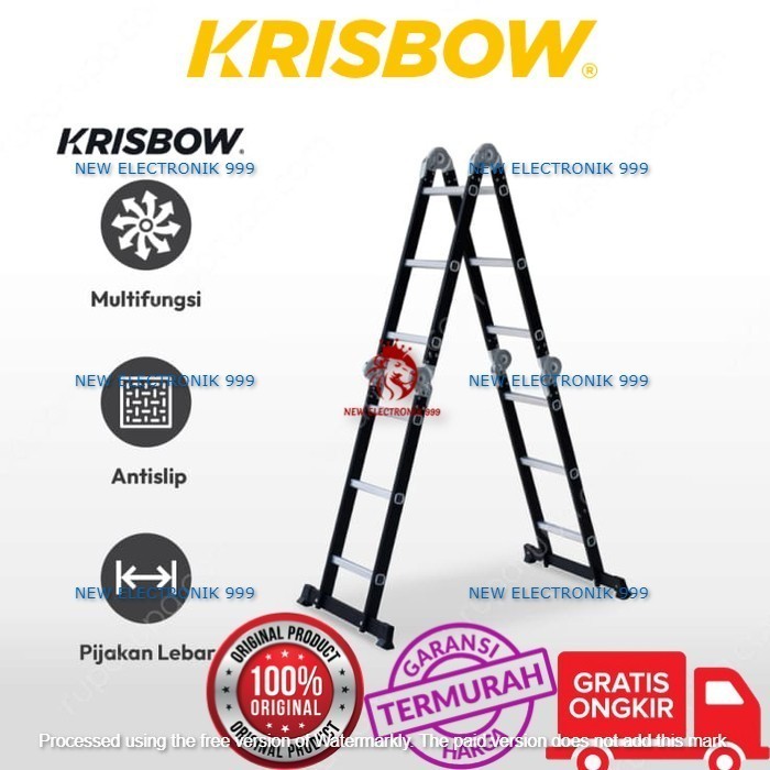 Krisbow Tangga Lipat Aluminium Steel 4x5 Step 5 M Hitam 10540151
