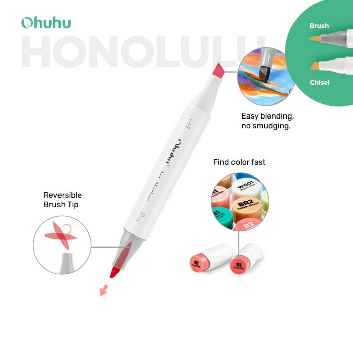 

T E R B A R U OHUHU Honolulu 104+1 Colors Dual Tip (Brush & Chisel)