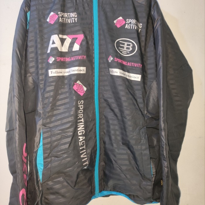 JAKET ASICS A77 ORIGINAL BIRU HITAM