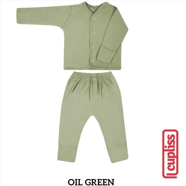 Oil Green Little Palmerhaus Button Tee Long Sleeve Baju Bayi *