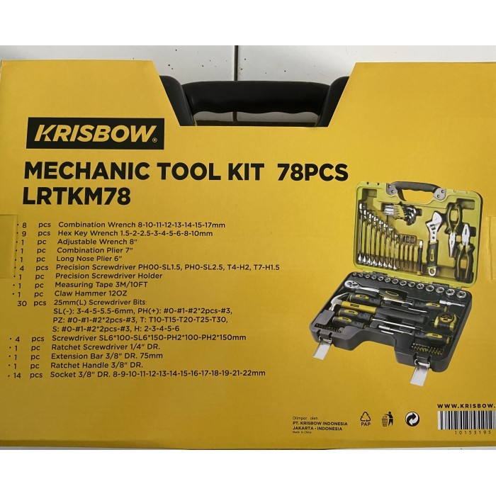 Toolkit krisbow 78 / toolset krisbow 78 / tool krisbow mekanik