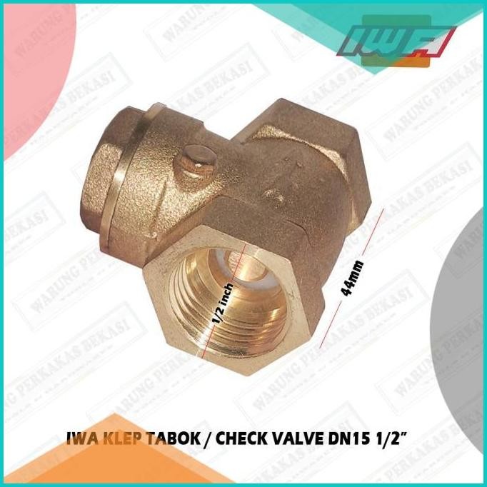 Swing Check 1/2" Valve Klep Tabok Air Searah Brass Kuningan 1/2 Inch