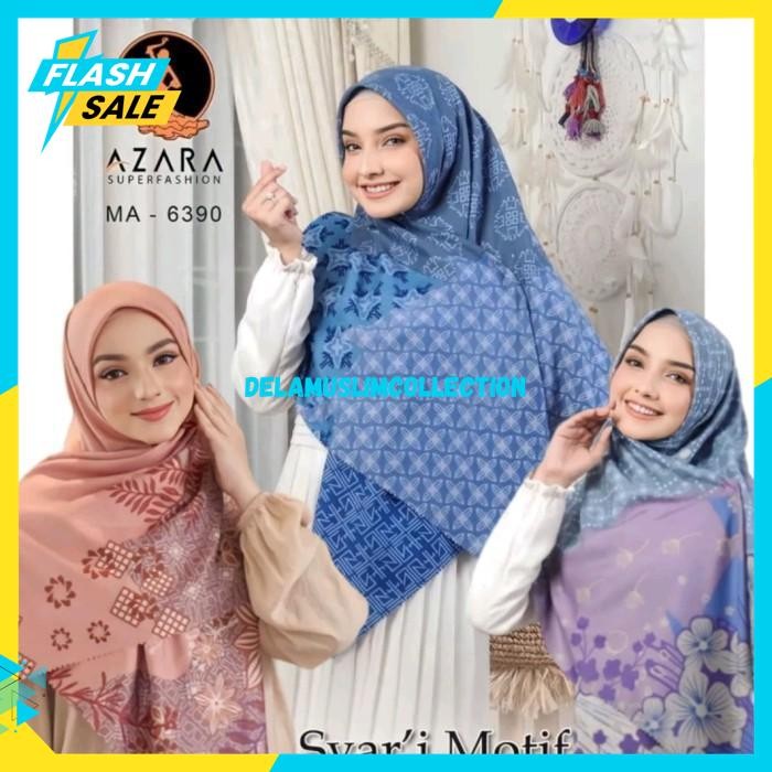 HIJAB JILBAB JUMBO SYAR'I OSKARA BY AZARA VOAL 130X130 SEGIEMPAT MOTIF BY DELA MUSLIM COLLECTION LEB