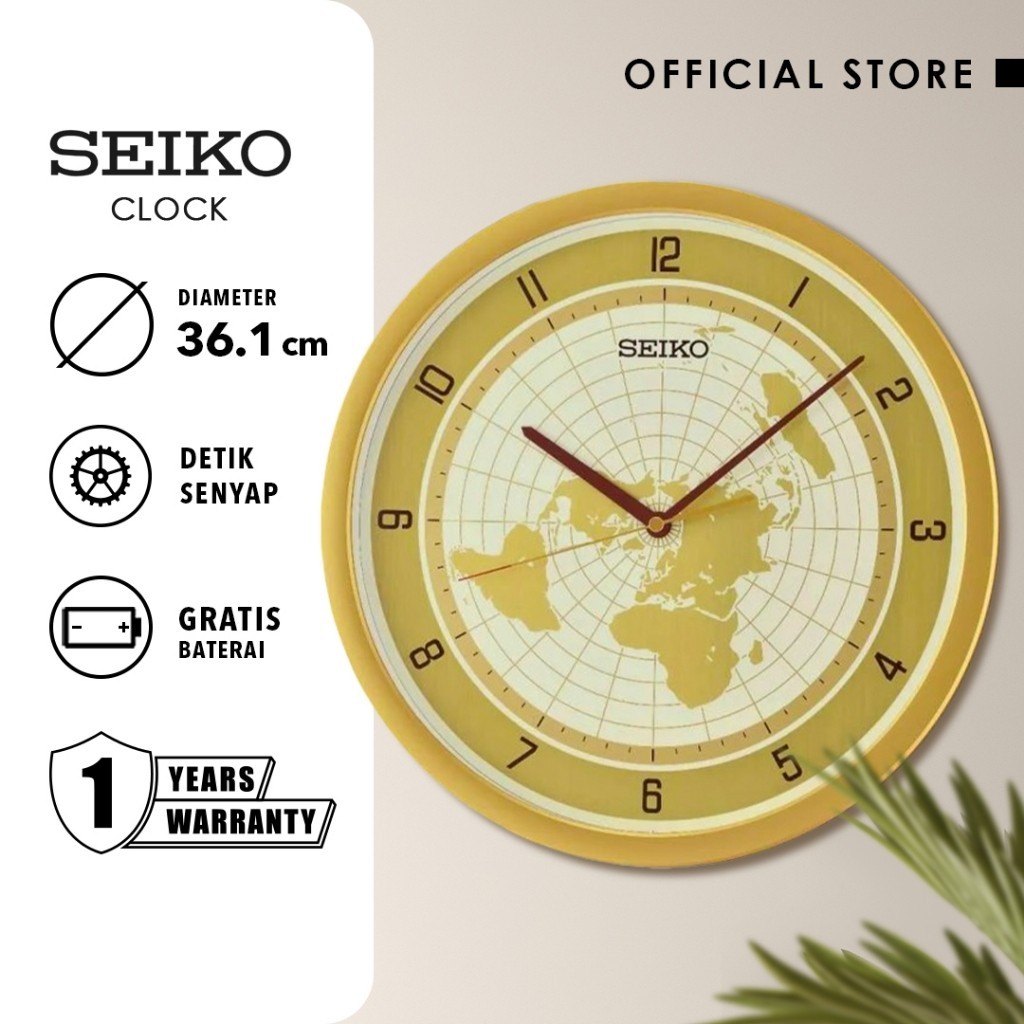 Seiko Jam Dinding QXA814G 36cm Plastic Case Gold Original