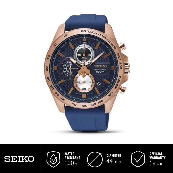 Jam Tangan Pria Seiko Chronograph SSB290P1 Rubber Quartz Original