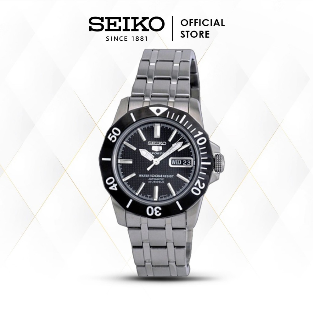 Jam Tangan Pria Seiko 5 Original Sports SNZF77K1 Stainless Steel Black Bezel | Jam Pria