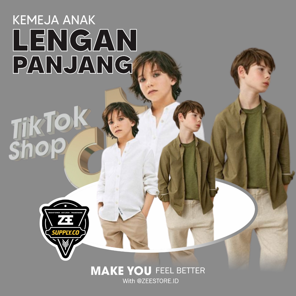 Baju Anak Casual Kemeja polos anak laki laki / cowok usia 6-12 tahun Baju anak lengan panjang