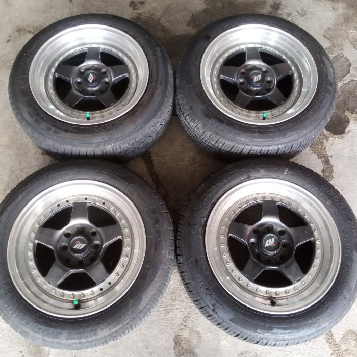 Paket velg dan ban ring 15 bekas mobil racing work meister + Ban 80%